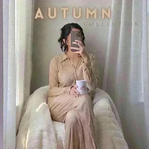 Modest Golden Two Piece Set of Shirt and Pants - Picture 4 of 4